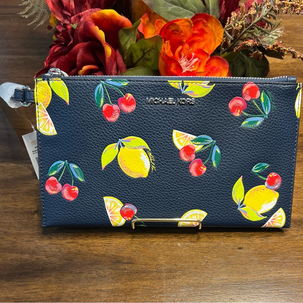 MICHAEL Michael Kors Sequined Sadrine Fruit Print Wristlet - NWT